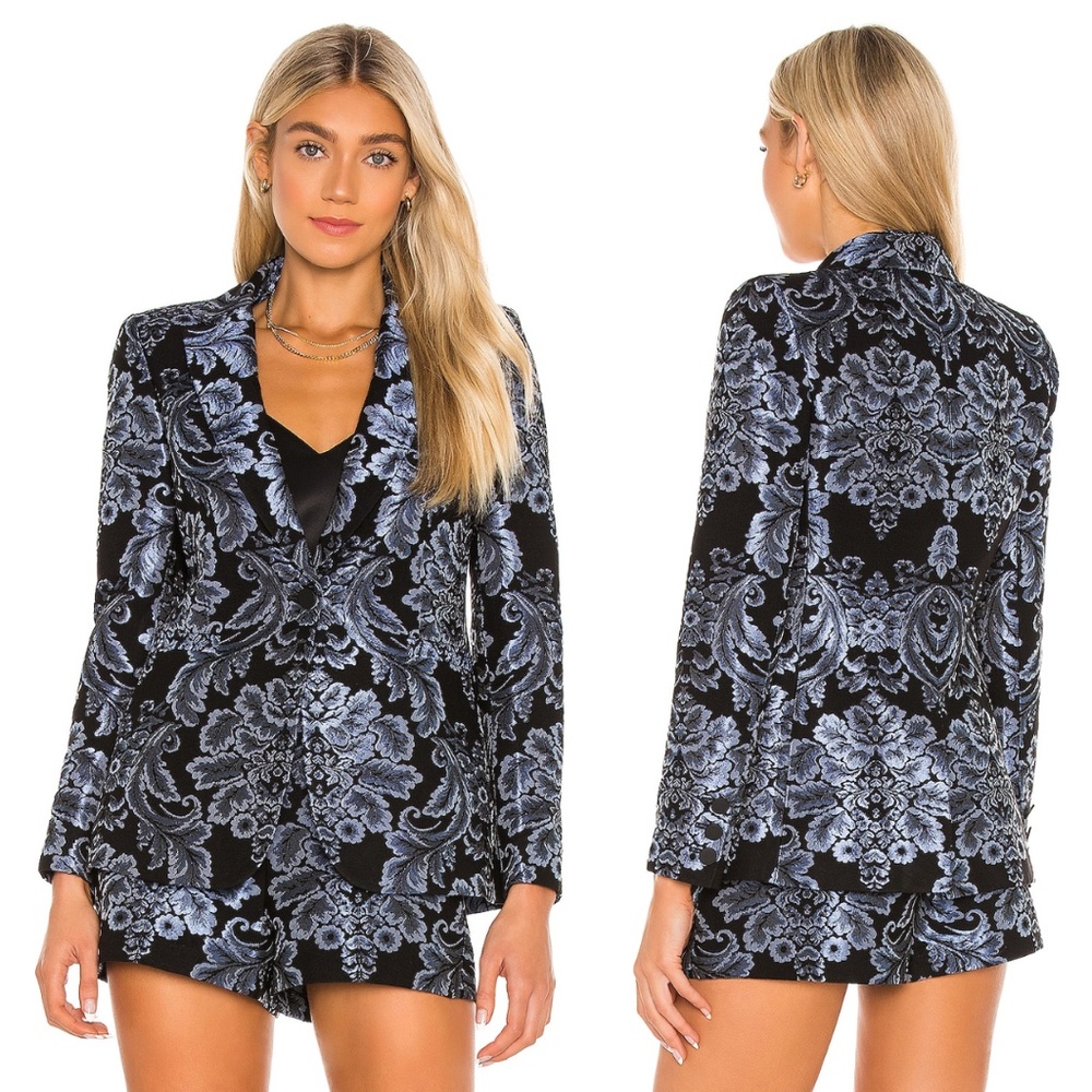 Alice + Olivia Metallic Notch Collar Bristol Fitted Blazer - Picture 2 of 15
